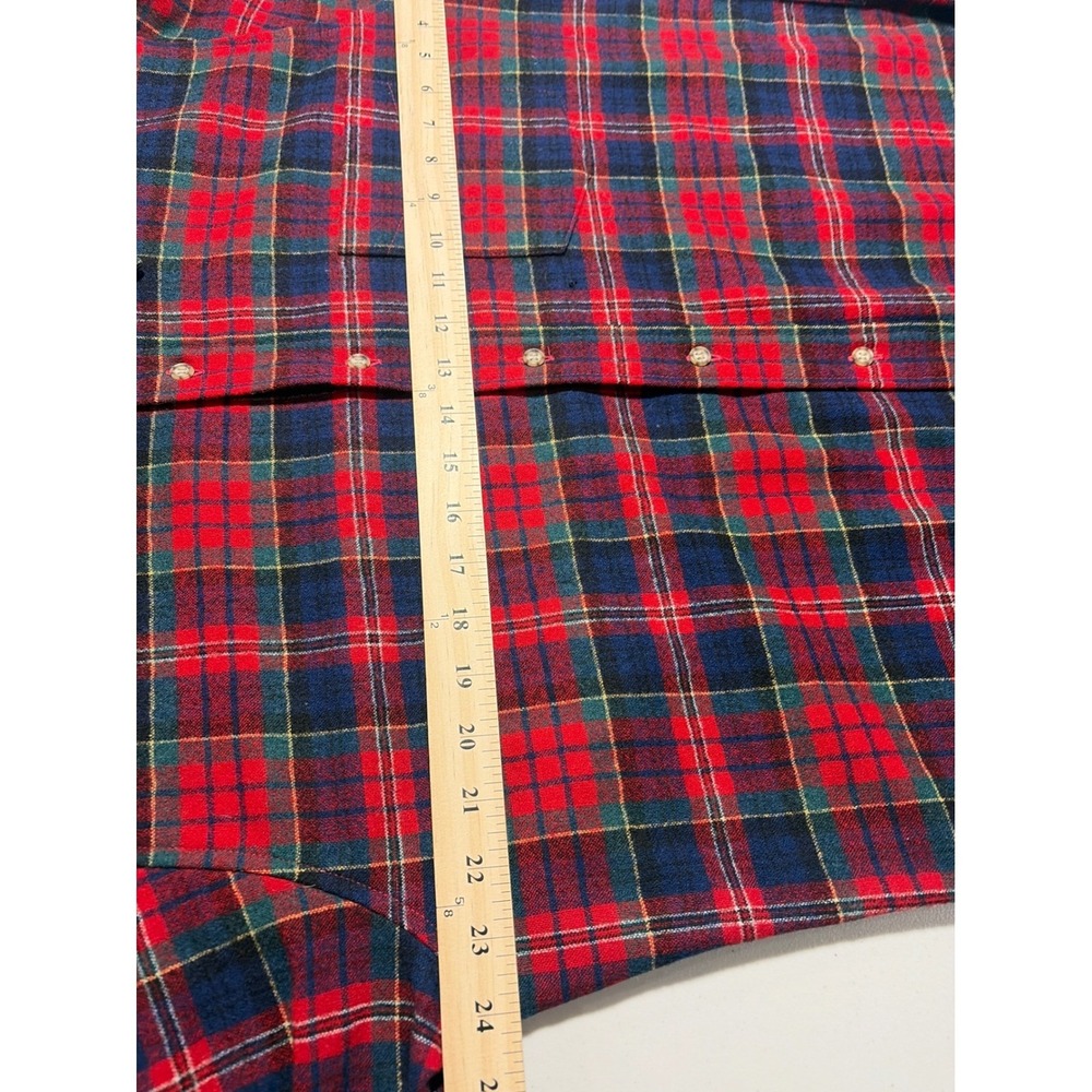 Pendleton Mens Wool Shirt Macpherson Red Tartan Plaid Vintage Large Made in USA - Picture 5 of 14